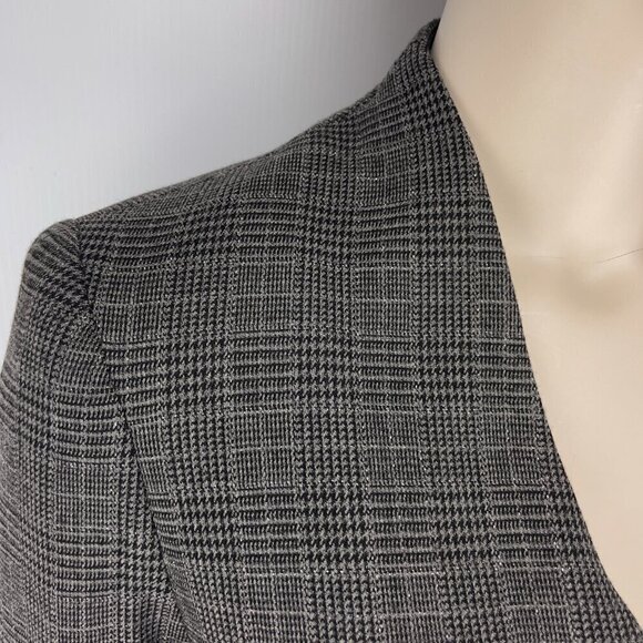 KOTON Slim fit Checked Academia Preppy Office Grey Black Blazer Jacket sz 36 - Picture 7 of 11